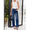 image:imageSidefeel Womens Wide Leg Jeans High Waisted Stretchy Raw Hem Zimbaplatinum Denim PantsBluing