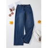 image:imageSidefeel Womens Wide Leg Jeans High Waisted Stretchy Raw Hem Zimbaplatinum Denim PantsBluing