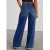 image:imageSidefeel Womens Wide Leg Jeans High Waisted Stretchy Raw Hem Zimbaplatinum Denim PantsBluing
