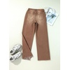 image:imageSidefeel Womens Wide Leg Jeans High Waisted Stretchy Raw Hem Zimbaplatinum Denim PantsBrown
