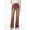 image:imageSidefeel Womens Wide Leg Jeans High Waisted Stretchy Raw Hem Zimbaplatinum Denim PantsBrown