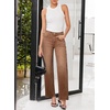 image:imageSidefeel Womens Wide Leg Jeans High Waisted Stretchy Raw Hem Zimbaplatinum Denim PantsBrown