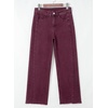 image:imageSidefeel Womens Wide Leg Jeans High Waisted Stretchy Raw Hem Zimbaplatinum Denim PantsBurgundy