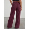 image:imageSidefeel Womens Wide Leg Jeans High Waisted Stretchy Raw Hem Zimbaplatinum Denim PantsBurgundy
