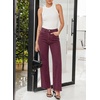 image:imageSidefeel Womens Wide Leg Jeans High Waisted Stretchy Raw Hem Zimbaplatinum Denim PantsBurgundy