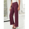image:imageSidefeel Womens Wide Leg Jeans High Waisted Stretchy Raw Hem Zimbaplatinum Denim PantsBurgundy
