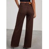 image:imageSidefeel Womens Wide Leg Jeans High Waisted Stretchy Raw Hem Zimbaplatinum Denim PantsCoffee