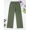 image:imageSidefeel Womens Wide Leg Jeans High Waisted Stretchy Raw Hem Zimbaplatinum Denim PantsGreen