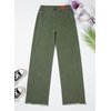 image:imageSidefeel Womens Wide Leg Jeans High Waisted Stretchy Raw Hem Zimbaplatinum Denim PantsGreen