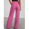 image:imageSidefeel Womens Wide Leg Jeans High Waisted Stretchy Raw Hem Zimbaplatinum Denim PantsHot Pink