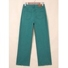image:imageSidefeel Womens Wide Leg Jeans High Waisted Stretchy Raw Hem Zimbaplatinum Denim PantsLake Green
