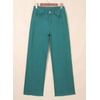 image:imageSidefeel Womens Wide Leg Jeans High Waisted Stretchy Raw Hem Zimbaplatinum Denim PantsLake Green