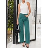 image:imageSidefeel Womens Wide Leg Jeans High Waisted Stretchy Raw Hem Zimbaplatinum Denim PantsLake Green