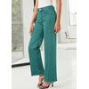 image:imageSidefeel Womens Wide Leg Jeans High Waisted Stretchy Raw Hem Zimbaplatinum Denim PantsLake Green