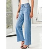 image:imageSidefeel Womens Wide Leg Jeans High Waisted Stretchy Raw Hem Zimbaplatinum Denim PantsLight Blue