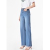 image:imageSidefeel Womens Wide Leg Jeans High Waisted Stretchy Raw Hem Zimbaplatinum Denim PantsLight Blue