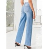 image:imageSidefeel Womens Wide Leg Jeans High Waisted Stretchy Raw Hem Zimbaplatinum Denim PantsLight Blue