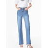 image:imageSidefeel Womens Wide Leg Jeans High Waisted Stretchy Raw Hem Zimbaplatinum Denim PantsLight Blue
