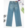 image:imageSidefeel Womens Wide Leg Jeans High Waisted Stretchy Raw Hem Zimbaplatinum Denim PantsLight Retro Blue