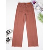 image:imageSidefeel Womens Wide Leg Jeans High Waisted Stretchy Raw Hem Zimbaplatinum Denim PantsMineral Red