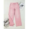 image:imageSidefeel Womens Wide Leg Jeans High Waisted Stretchy Raw Hem Zimbaplatinum Denim PantsPink