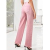 image:imageSidefeel Womens Wide Leg Jeans High Waisted Stretchy Raw Hem Zimbaplatinum Denim PantsPink