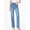 image:imageSidefeel Womens Wide Leg Jeans High Waisted Stretchy Raw Hem Zimbaplatinum Denim PantsSky Blue