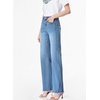 image:imageSidefeel Womens Wide Leg Jeans High Waisted Stretchy Raw Hem Zimbaplatinum Denim PantsSky Blue