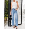 image:imageSidefeel Womens Wide Leg Jeans High Waisted Stretchy Raw Hem Zimbaplatinum Denim PantsSky Blue