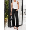 image:imageSidefeel Womens Wide Leg Jeans High Waisted Stretchy Raw Hem Zimbaplatinum Denim PantsSolid Black