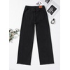 image:imageSidefeel Womens Wide Leg Jeans High Waisted Stretchy Raw Hem Zimbaplatinum Denim PantsSolid Black