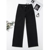 image:imageSidefeel Womens Wide Leg Jeans High Waisted Stretchy Raw Hem Zimbaplatinum Denim PantsSolid Black