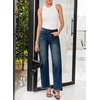 image:imageSidefeel Womens Wide Leg Jeans High Waisted Stretchy Raw Hem Zimbaplatinum Denim PantsVintage Blue