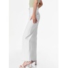 image:imageSidefeel Womens Wide Leg Jeans High Waisted Stretchy Raw Hem Zimbaplatinum Denim PantsWhite