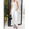 image:imageSidefeel Womens Wide Leg Jeans High Waisted Stretchy Raw Hem Zimbaplatinum Denim PantsWhite
