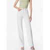 image:imageSidefeel Womens Wide Leg Jeans High Waisted Stretchy Raw Hem Zimbaplatinum Denim PantsWhite