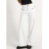 image:imageSidefeel Womens Wide Leg Jeans High Waisted Stretchy Straight Leg Denim Pants with Front Flap PocketsWhite
