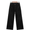 image:imageSidefeel Womens Wide Leg Jeans High Waisted Stretchy Straight Leg Front Seam Denim Pants with PocketsBlack