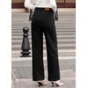 image:imageSidefeel Womens Wide Leg Jeans High Waisted Stretchy Straight Leg Front Seam Denim Pants with PocketsBlack