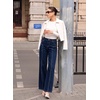 image:imageSidefeel Womens Wide Leg Jeans High Waisted Stretchy Straight Leg Front Seam Denim Pants with PocketsBluing