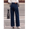image:imageSidefeel Womens Wide Leg Jeans High Waisted Stretchy Straight Leg Front Seam Denim Pants with PocketsBluing