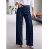 image:imageSidefeel Womens Wide Leg Jeans High Waisted Stretchy Straight Leg Front Seam Denim Pants with PocketsBluing