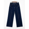 image:imageSidefeel Womens Wide Leg Jeans High Waisted Stretchy Straight Leg Front Seam Denim Pants with PocketsBluing