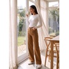 image:imageSidefeel Womens Wide Leg Jeans High Waisted Stretchy Straight Leg Front Seam Denim Pants with PocketsBrown