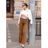 image:imageSidefeel Womens Wide Leg Jeans High Waisted Stretchy Straight Leg Front Seam Denim Pants with PocketsBrown