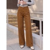 image:imageSidefeel Womens Wide Leg Jeans High Waisted Stretchy Straight Leg Front Seam Denim Pants with PocketsBrown