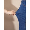 image:imageSidefeel Womens Wide Leg Jeans High Waisted Stretchy Straight Leg Front Seam Denim Pants with PocketsDark Blue