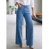 image:imageSidefeel Womens Wide Leg Jeans High Waisted Stretchy Straight Leg Front Seam Denim Pants with PocketsLight Blue