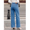 image:imageSidefeel Womens Wide Leg Jeans High Waisted Stretchy Straight Leg Front Seam Denim Pants with PocketsLight Blue