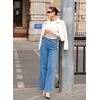 image:imageSidefeel Womens Wide Leg Jeans High Waisted Stretchy Straight Leg Front Seam Denim Pants with PocketsLight Blue